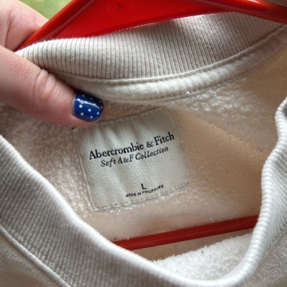 Abercrombie & Fitch Cream Crew Neck Sweater with Blue Accents - Picture 2 of 4
